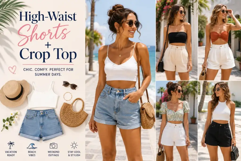 High-Waist Shorts + Crop Top