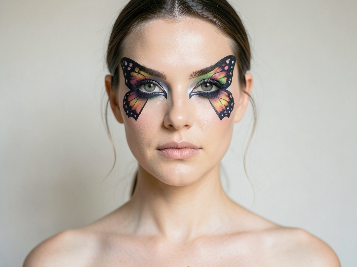 Woman with butterfly halloween makeup makeup look - This Butterfly Halloween Makeup