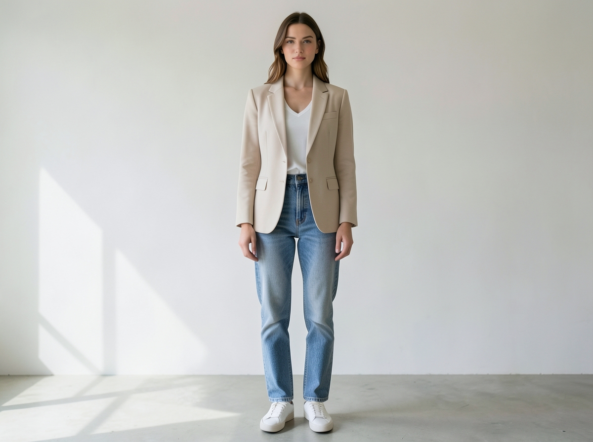 Woman wearing light blazer and jeans - What Fall Is Like Across France